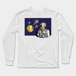 Astronaut Spaceships Rocket Ship Retro Long Sleeve T-Shirt